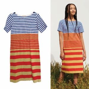 NWOT | MARNI X UNIQLO Striped Short Sleeve Midi Dress Size XS Cotton Nautical